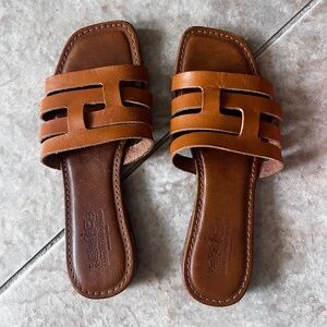 "Coach and Four" slides mahogany brown
